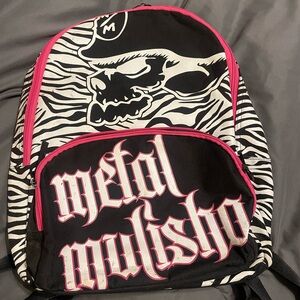 Metal Mulisha Zebra Skull Backpack with Pink Accents